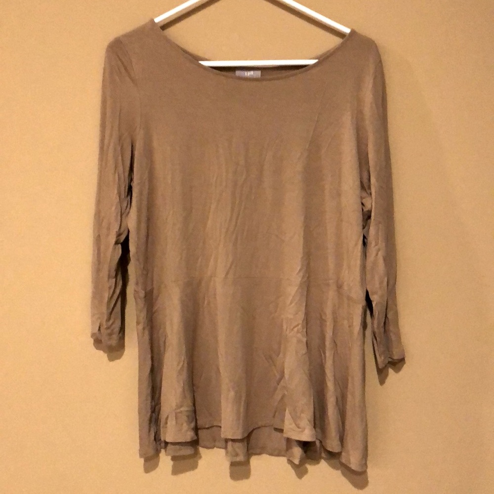J. Jill Tan Colored Peplum Top in Size Medium